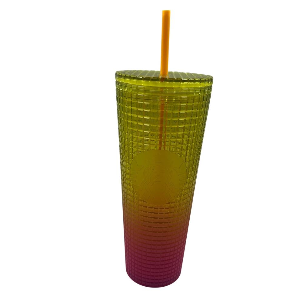 Starbucks Lemon Prism Spray Pink Gradient Ombre Summer 2022 Venti Tumbler 24 oz.